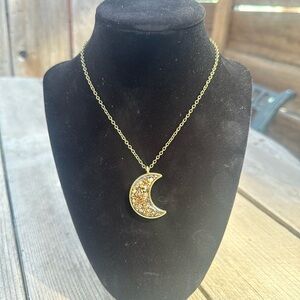 Gold Crescent Moon Pendant Necklace